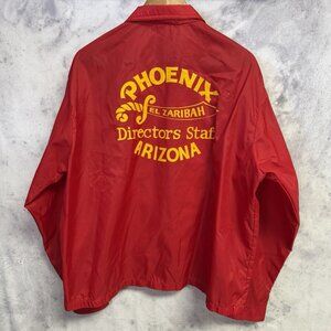 Vintage El Zaribah Shriners Jacket Mens XL Red Windbreaker Snap Phoenix USA